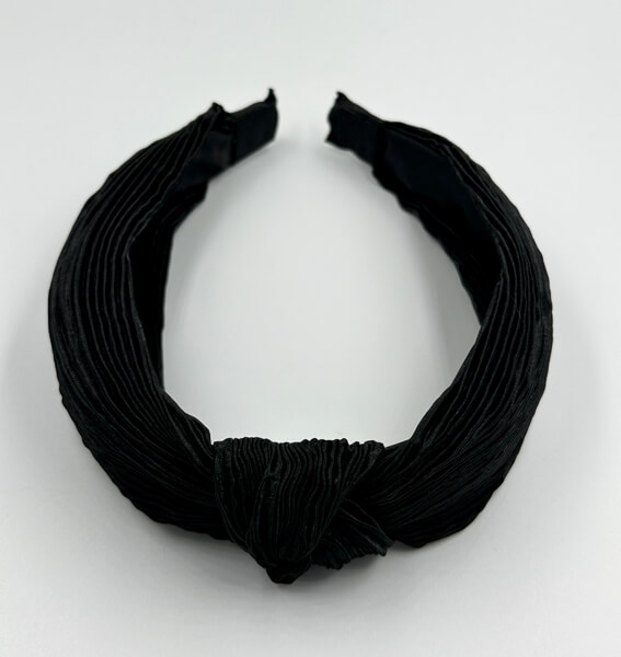 Opaska damska plisowana czarna węzeł