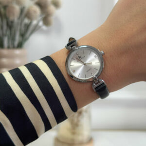 Czarny srebrny zegarek kurren czarny pasek