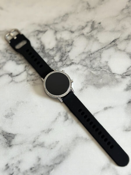 Zegarek na pasku silikonowym led okrągła tarcza czarny cyrkonie